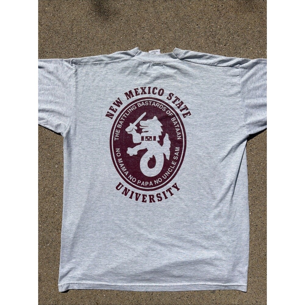 Vintage Fruit Of The Loom New Mexico State Army ROTC Graphic Gray Large Shirt